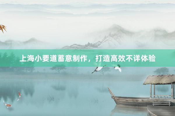 上海小要道蓄意制作，打造高效不详体验
