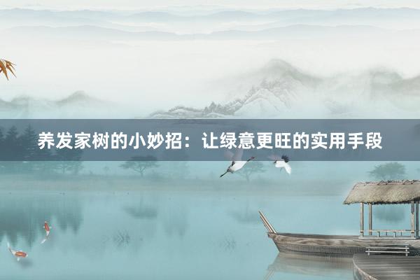 养发家树的小妙招：让绿意更旺的实用手段
